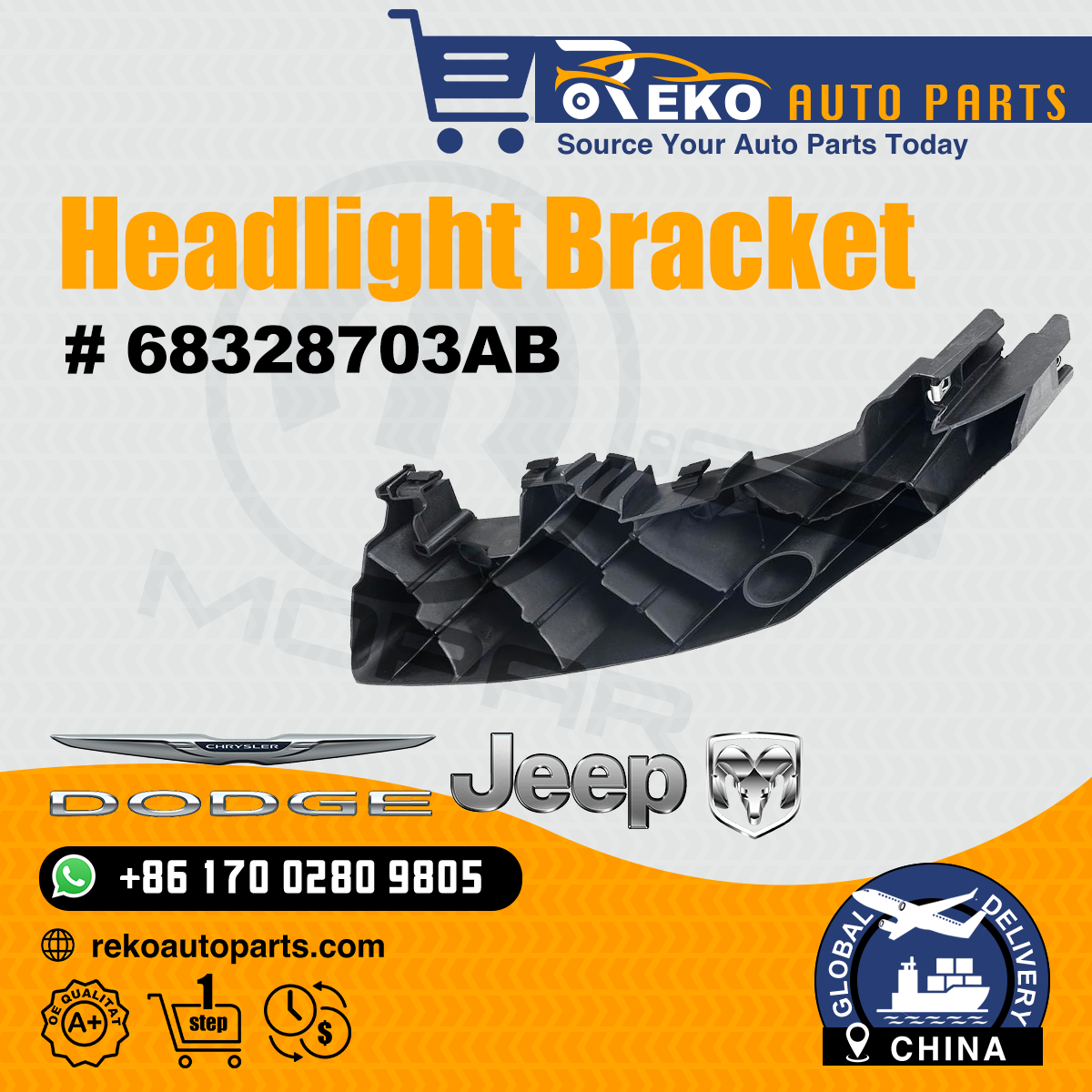 68328703ab Business Headlight Bracket Driver Side - Jeep - Reko Auto Parts