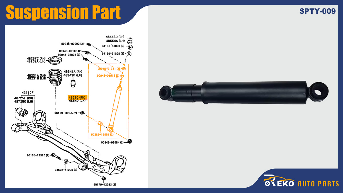 4853169645 48531-69645 KYB 344461 Rear Shock Land Cruiser
