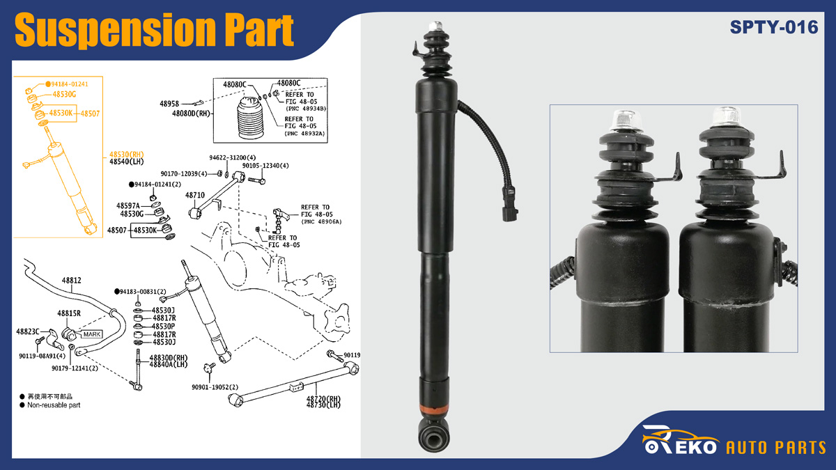 4853069185 48530-69185 KYB 7440002 Rear Shock Prado 120 Gx