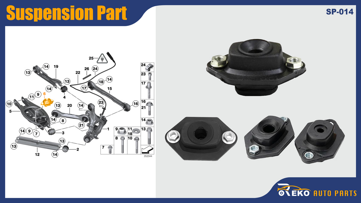 33526768544 Rear Top Shock Strut Mount BMW E82 E87 E88 E90 E92 128i 135i 323i 325xi 328i 330i 335i 335d