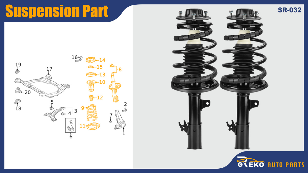 Front Complete Strut Assembly Shock Absorber Fit for Toyota Camry 2.2L 1997 1998 1999 2000 2001, for Solara 2.2L 1999-2001, Solara 2.4L 2002 2003, Replace 48510‑AA020, 48510‑AA040, 48510‑AA010, 48510‑AA030, KYB SR4031, KYB SR4030, 171678, 171679