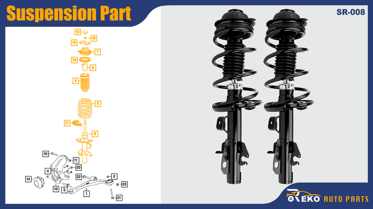 Front Struts for Dodge Dart 2013 2014 2015 2016 Dart Front Shocks with Coil Spring Complete Assembly 272641, 272642, 11726, 11725, 2335908R, 2335908L, 5168110AB, 5168111AB, 5168110AG, 5168110AH, 5168111AG, 5168111AH, 5168112AA, 5168113AA, 5168113AD, 5168072AE