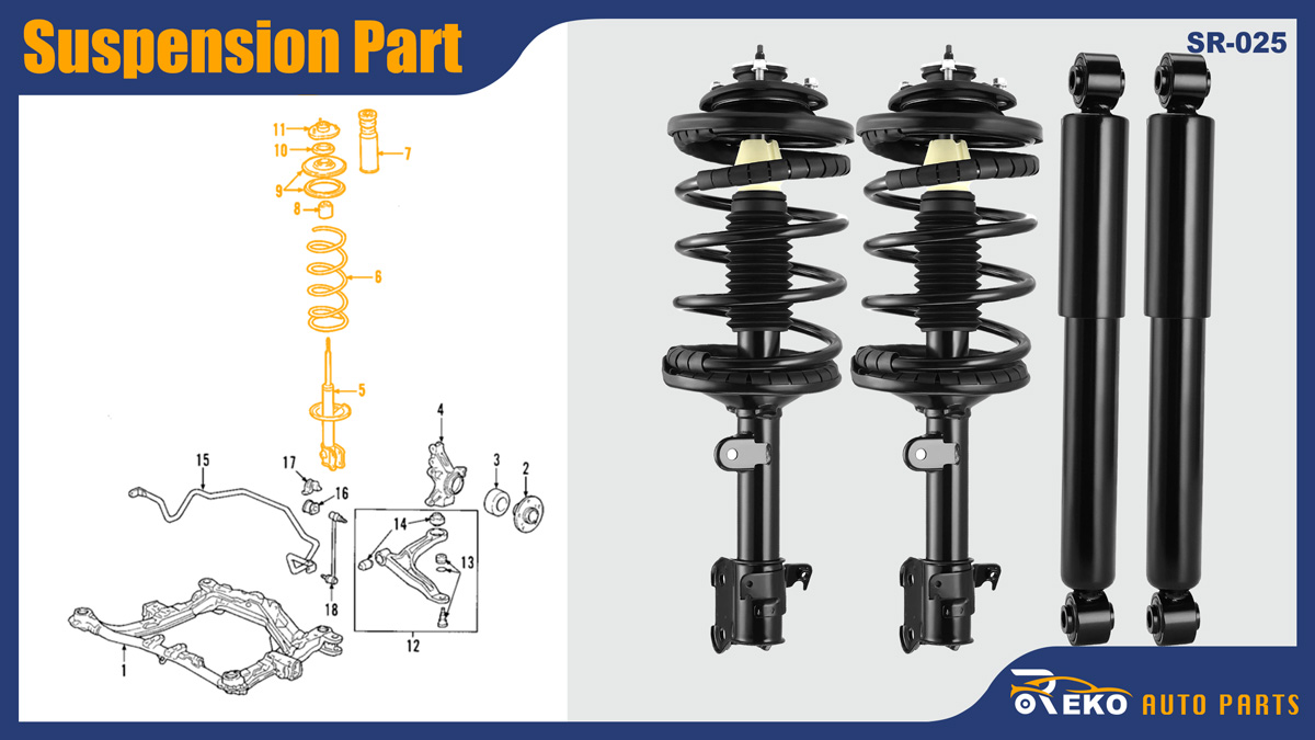 Front Pair Complete Quick Struts Rear Shock Absorber Compatible with 2001 2002 Acura MDX, 2003-2008 Honda Pilot. Replace for Monroe 171451, 51605‑S3V‑A01, KYB SR4191, 1331645R, PSA65026, Monroe 171452, 51606‑S3V‑A01, KYB SR4192, 1331645L, PSA65027, Monroe 37246, 52610‑S3V‑A01, KYB 349023, 345501, SBA65028